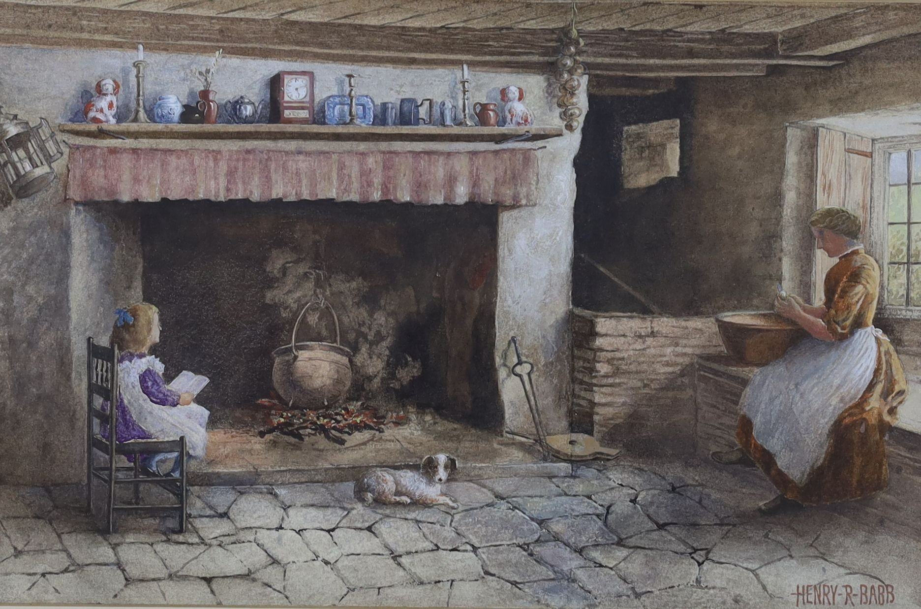 Henry R. Batt, watercolour, 'A Dartmouth hearth', signed, 21 x 33cm